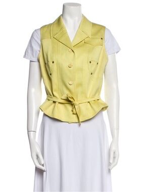 Sleeveless Yellow Tie-Waist Vest